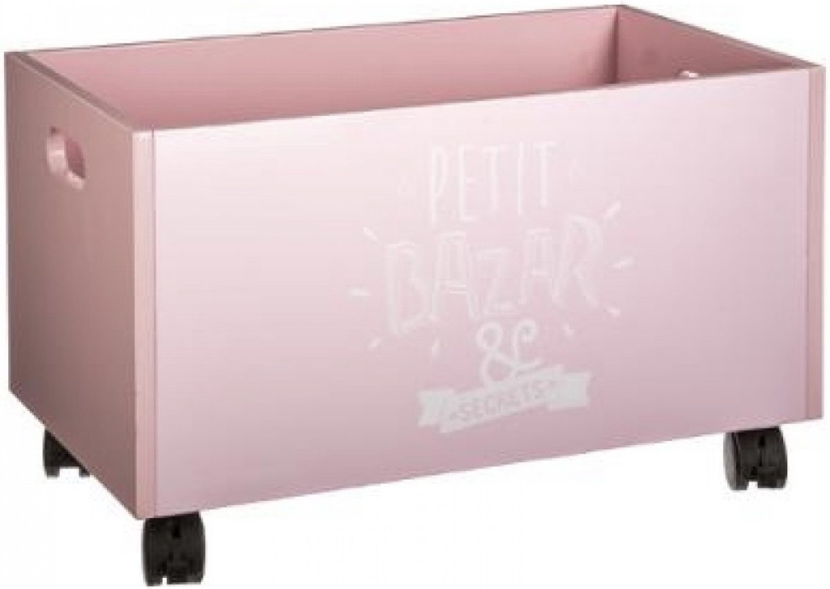 Aufbewahrungsbox für Spielzeug - mit Rädern - Rosa - 100% MDF