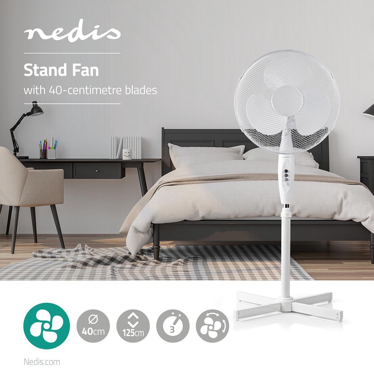 Nedis - Bodenventilator - 3 Geschwindigkeiten - Weiß