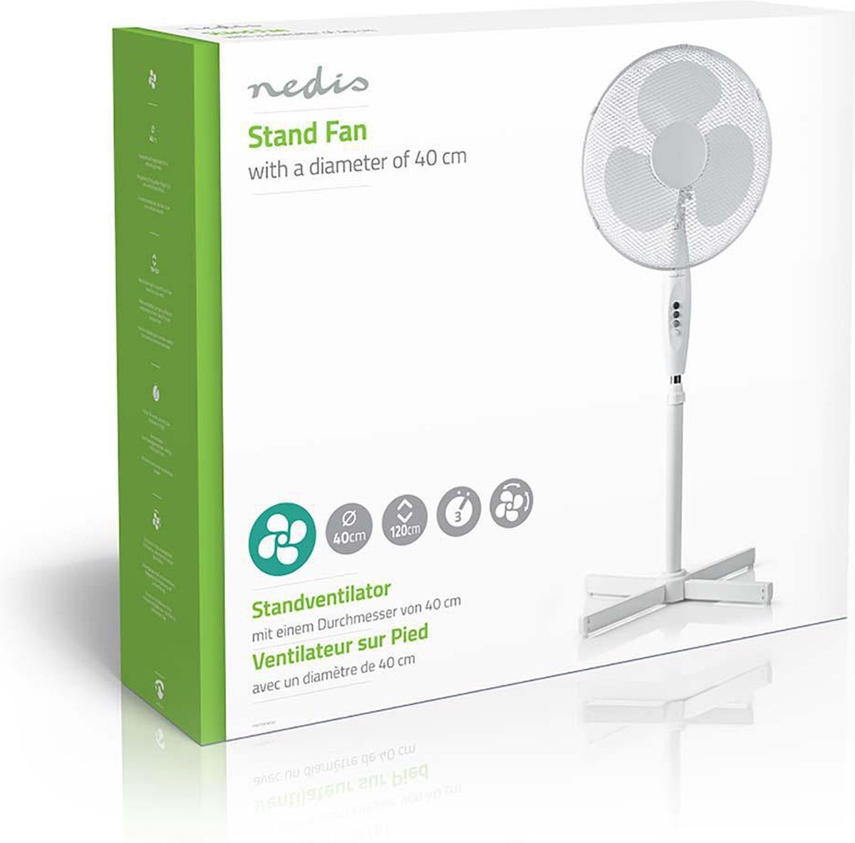 Nedis - Bodenventilator - 3 Geschwindigkeiten - Weiß