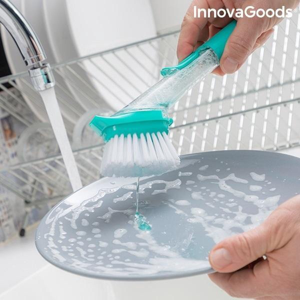 Innovangoods - Schuurborstel met handvat en zeepdispenser