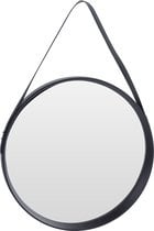 Zwarte ronde decoratie wandspiegel 51 cm - Industriele spiegel voor in de hal, badkamer of toilet