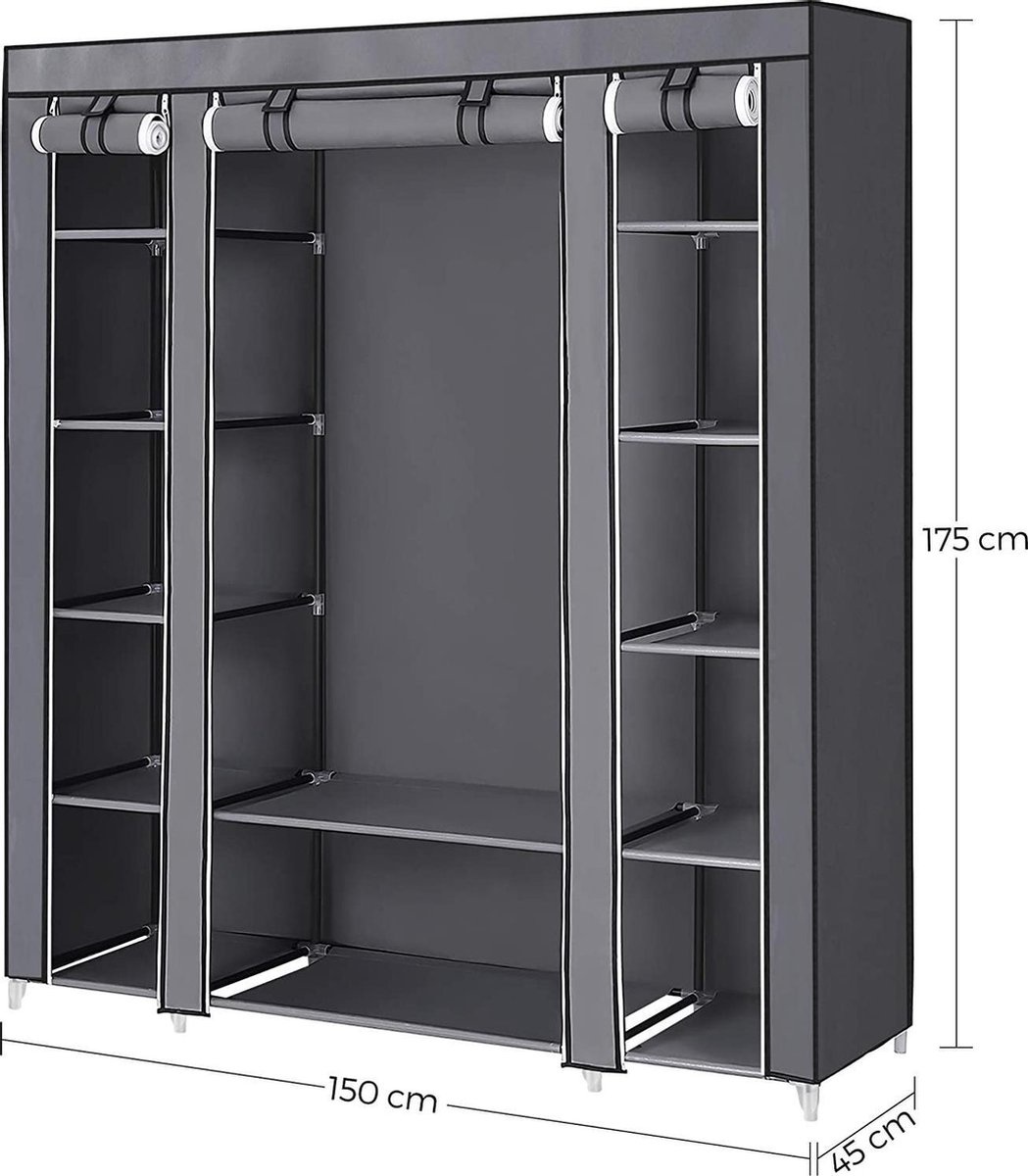 Kleiderschrank - 175x150x45 - Stoff - Grau