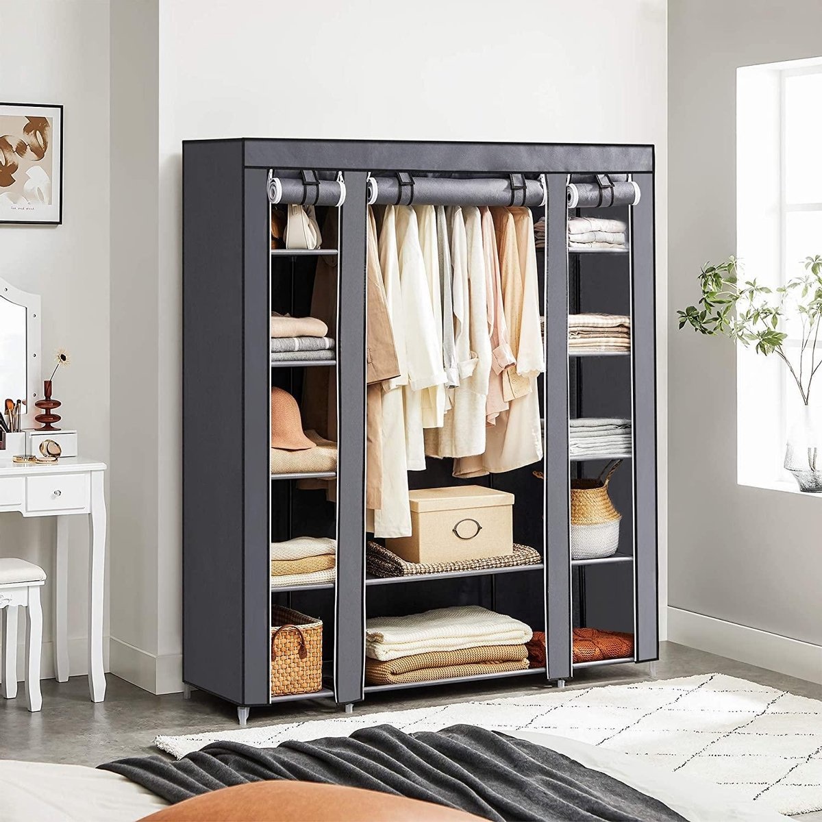Kleiderschrank - 175x150x45 - Stoff - Grau