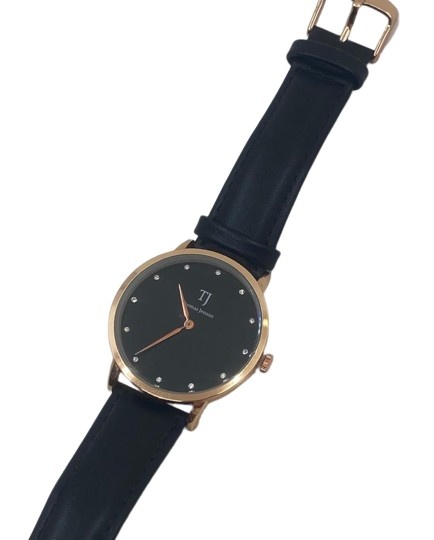 Parya - Uhr TJ-ZZR02 - Schwarzes Armband - Analog - Rosa Gehäuse