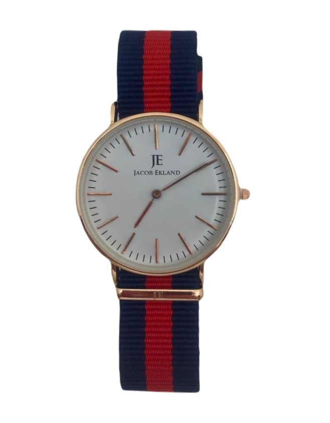 Parya - JE-BRWR07 Uhr - Blau/rotes Armband - Analog - Rosa Gehäuse
