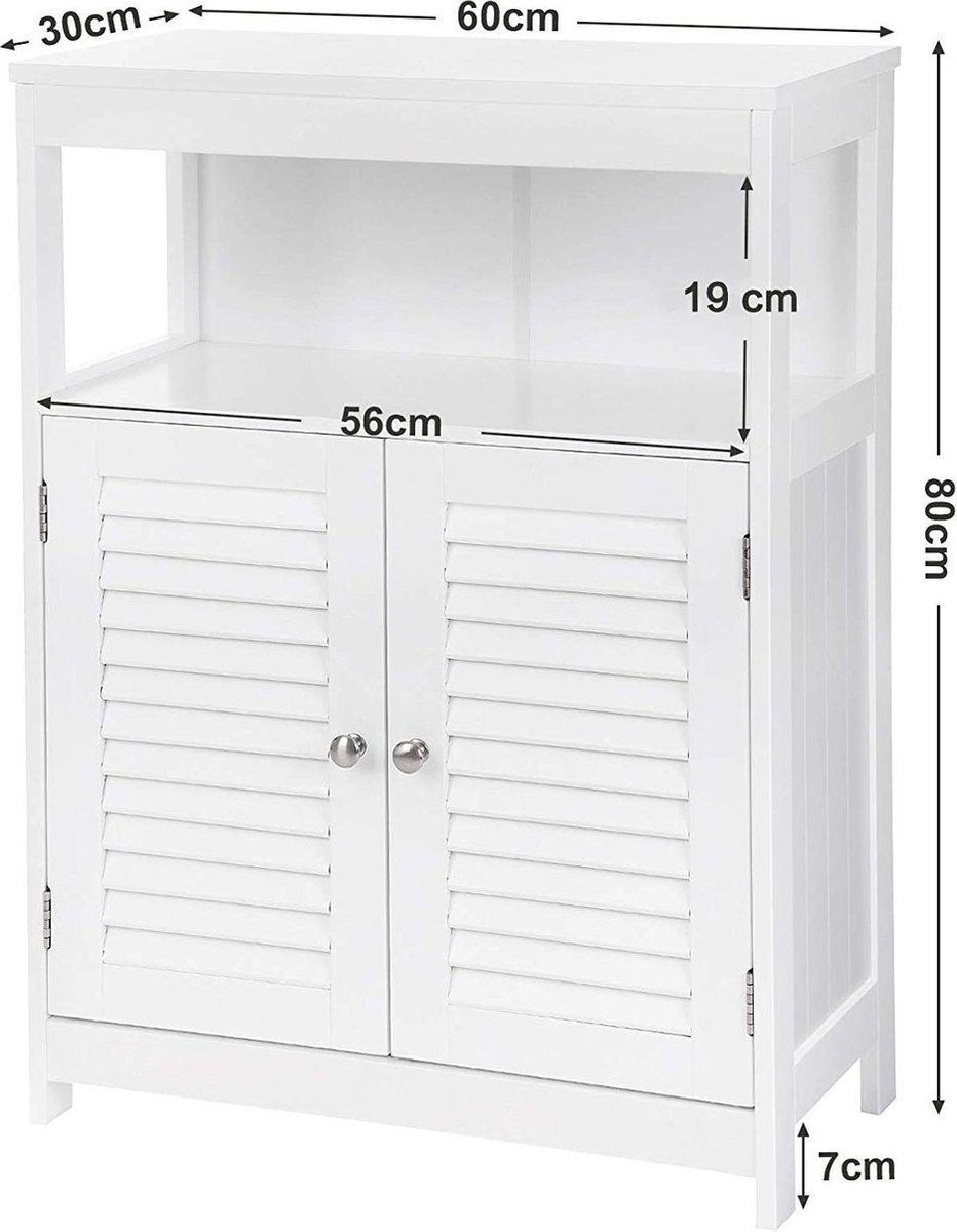 Badezimmerschrank - 2 Türen - MDF - Weiß
