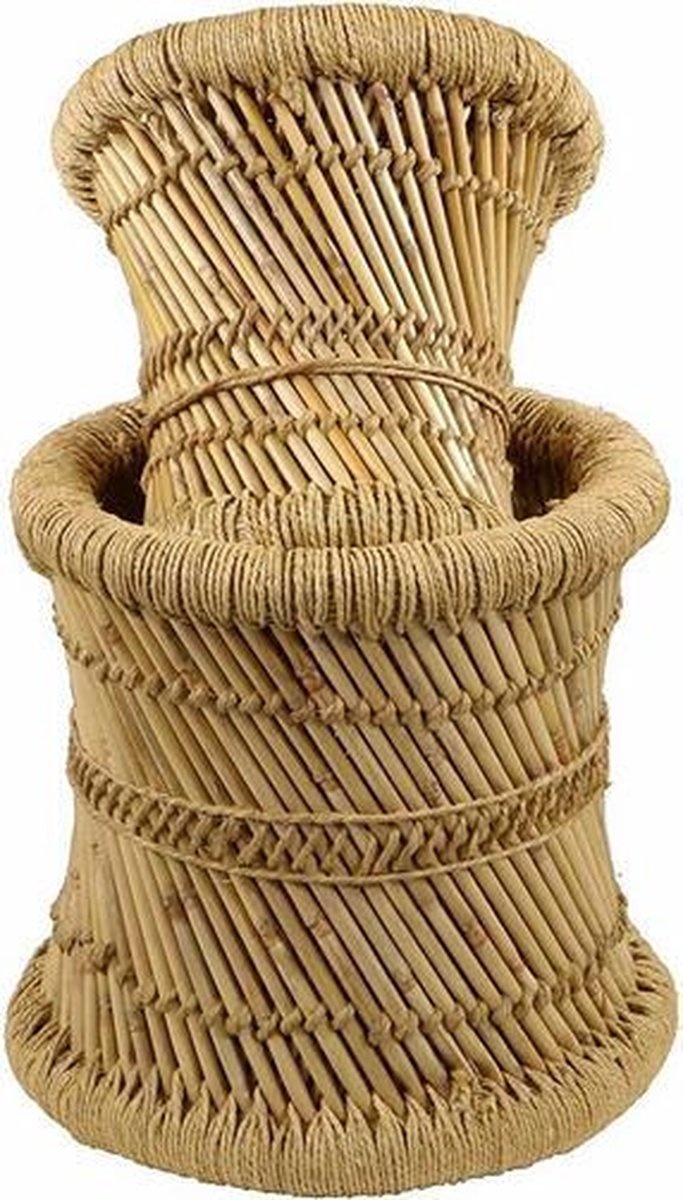 Beistelltisch - 2er Set - Bambus - Boho Couchtisch - Bohème - Bambus und Hanf