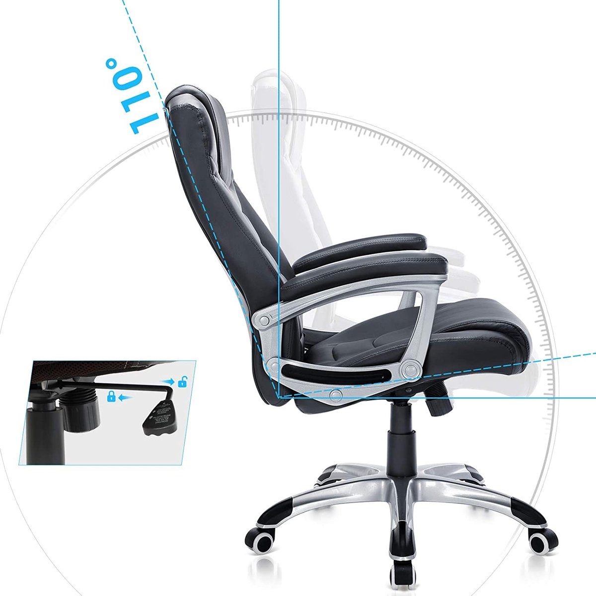 Songmics Luxus-Design-Manager Bürostuhl - Ergonomische Executive Managerial Stuhl - Heavy Duty