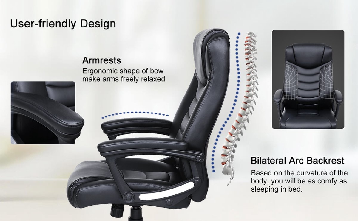 Songmics Luxus-Design-Manager Bürostuhl - Ergonomische Executive Managerial Stuhl - Heavy Duty