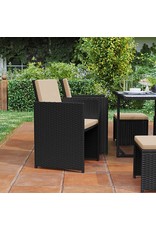Parya Garden Parya Garden Garden furniture set, Dining table and chairs, set of 9 PE rattan patio furniture, dining room furniture, coffee table with glass top, with cushions, space saver, black and beige