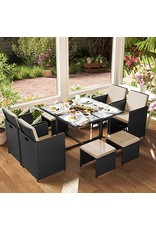 Parya Garden Parya Garden - Tuinmeubelset - Eettafel en stoelen - 9 Delig - zwart