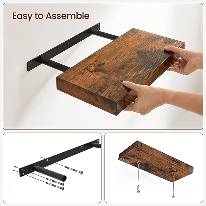 Parya Home - Wandregal - Braun - MDF - 40 x 20 x 3,8 cm