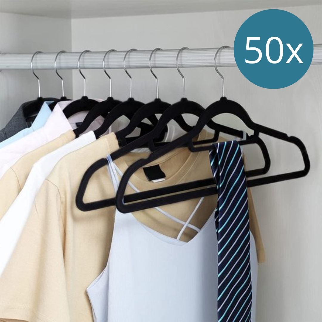 Parya Home - 50 rutschfeste Kleiderbügel - Schwarz