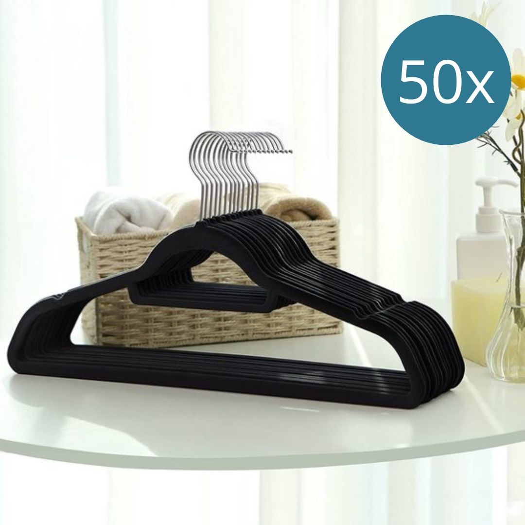 Parya Home - 50 rutschfeste Kleiderbügel - Schwarz