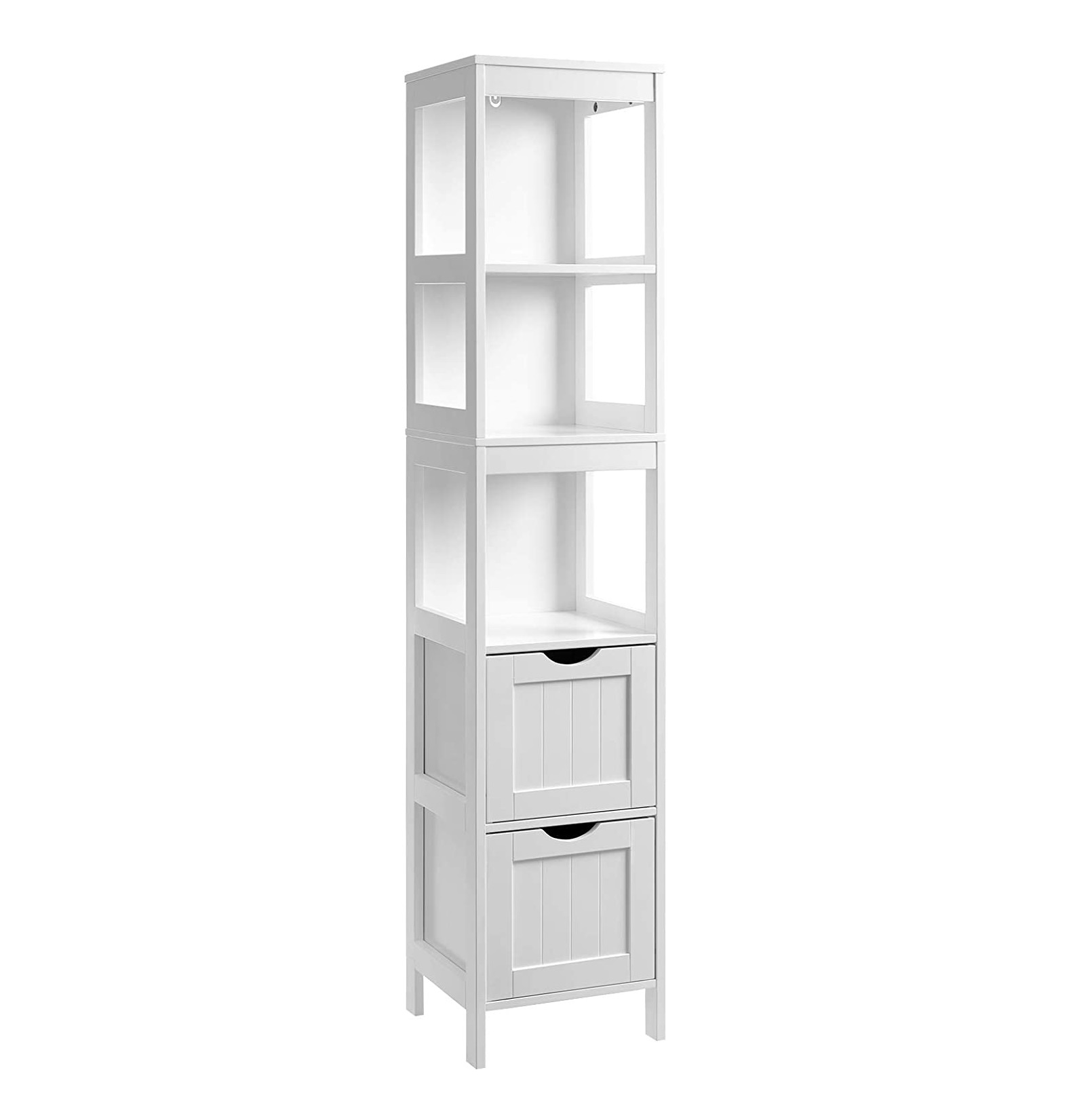 Parya Home - Hoge Badkamerkast - Badkamermeubel - 2 Lade - 3 Planken - Hout - Wit