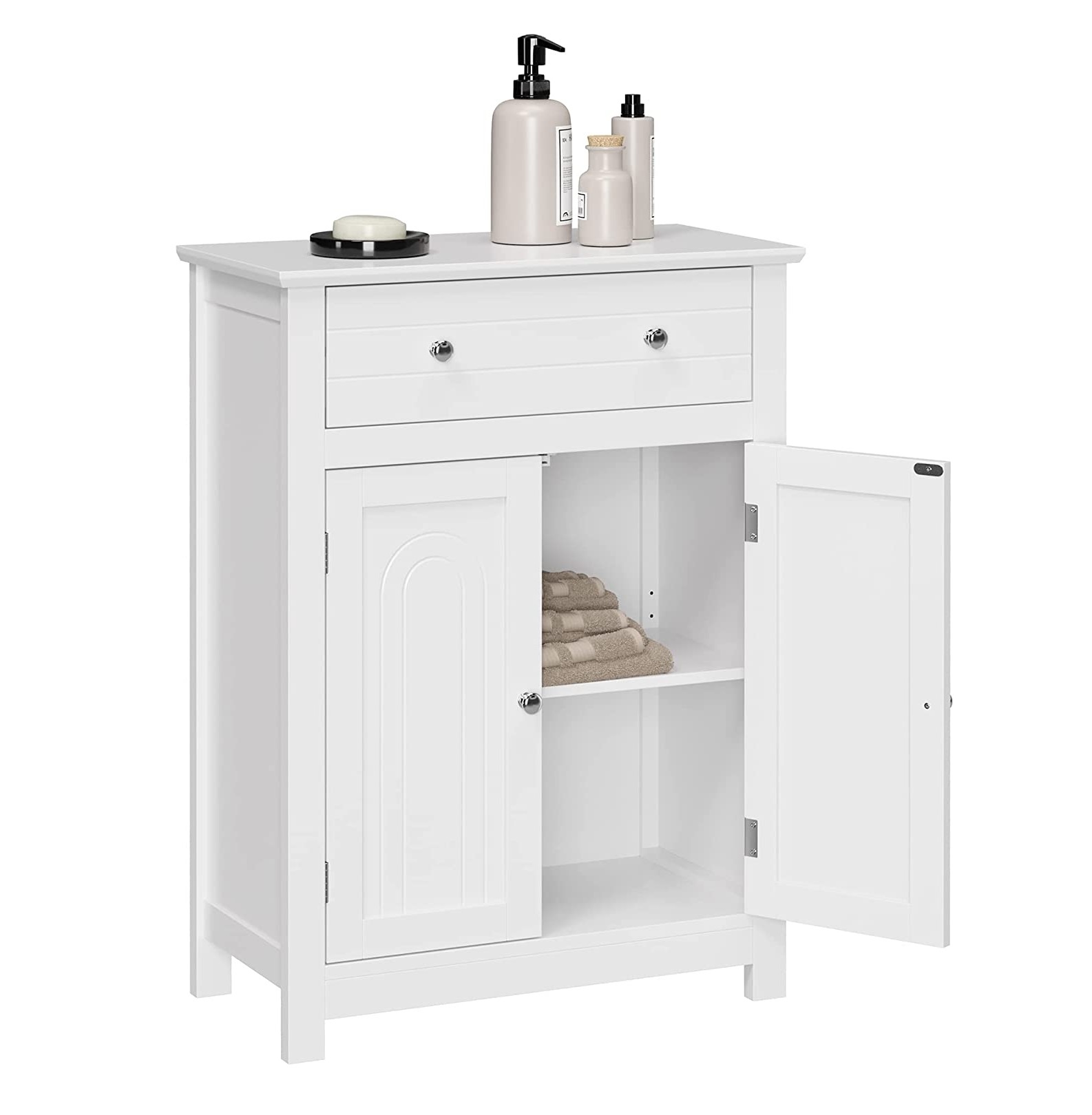 Parya Home - Badkamerkast - Badkamermeubel - 1 Lade - 2 Deuren - Hout - Wit
