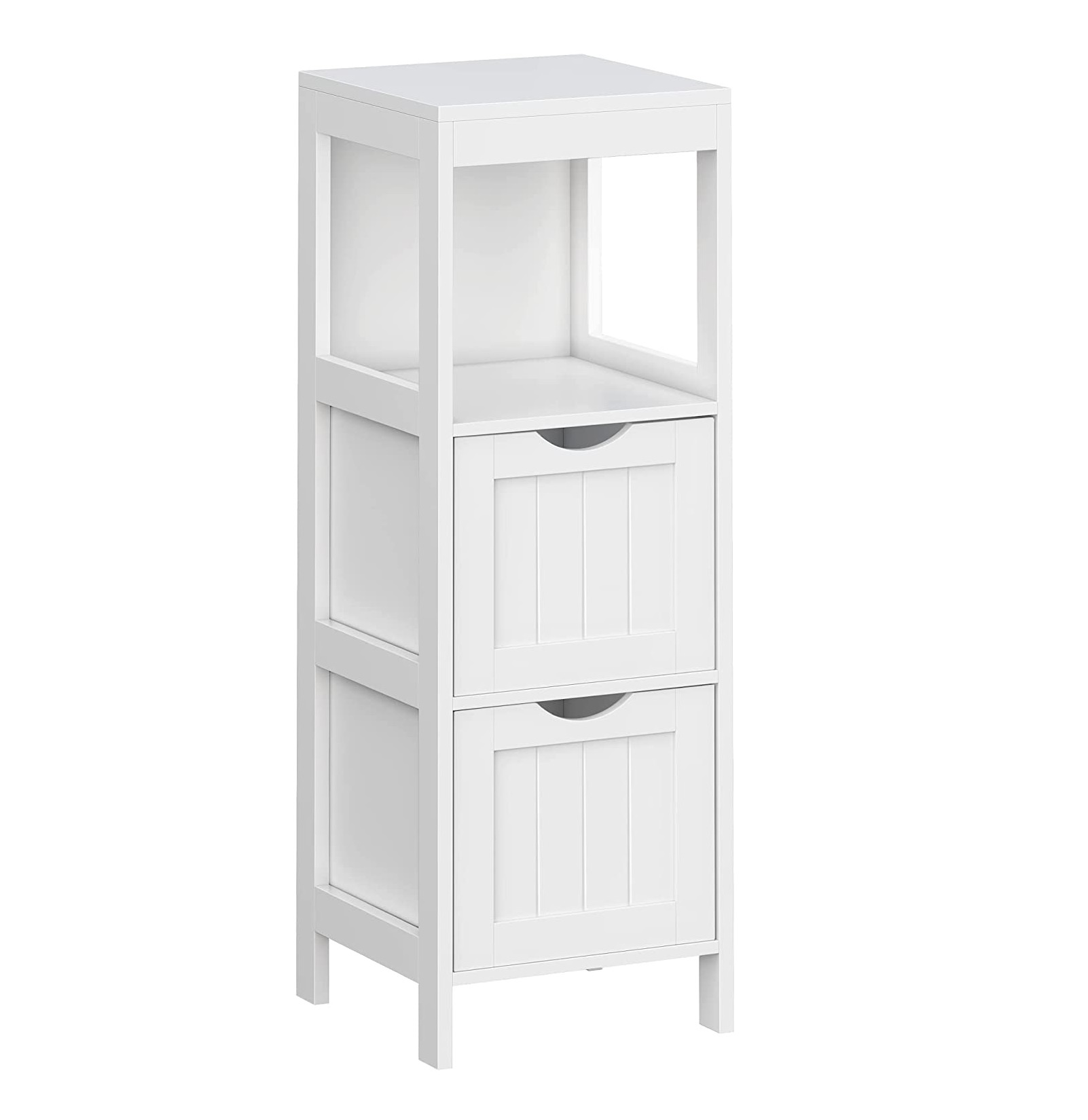 Parya Home - Badezimmerschrank - Medizinschrank - 2 Schubladen - 1 offene Fläche - Holz - Weiß