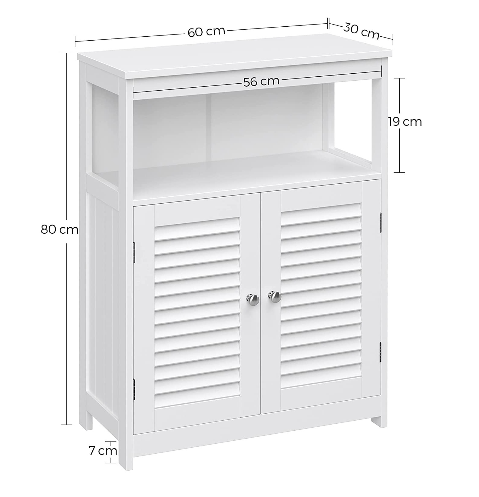 Parya Home - Badkamerkast - Vrijstaande Kast - 2 Deuren - Hout - Wit