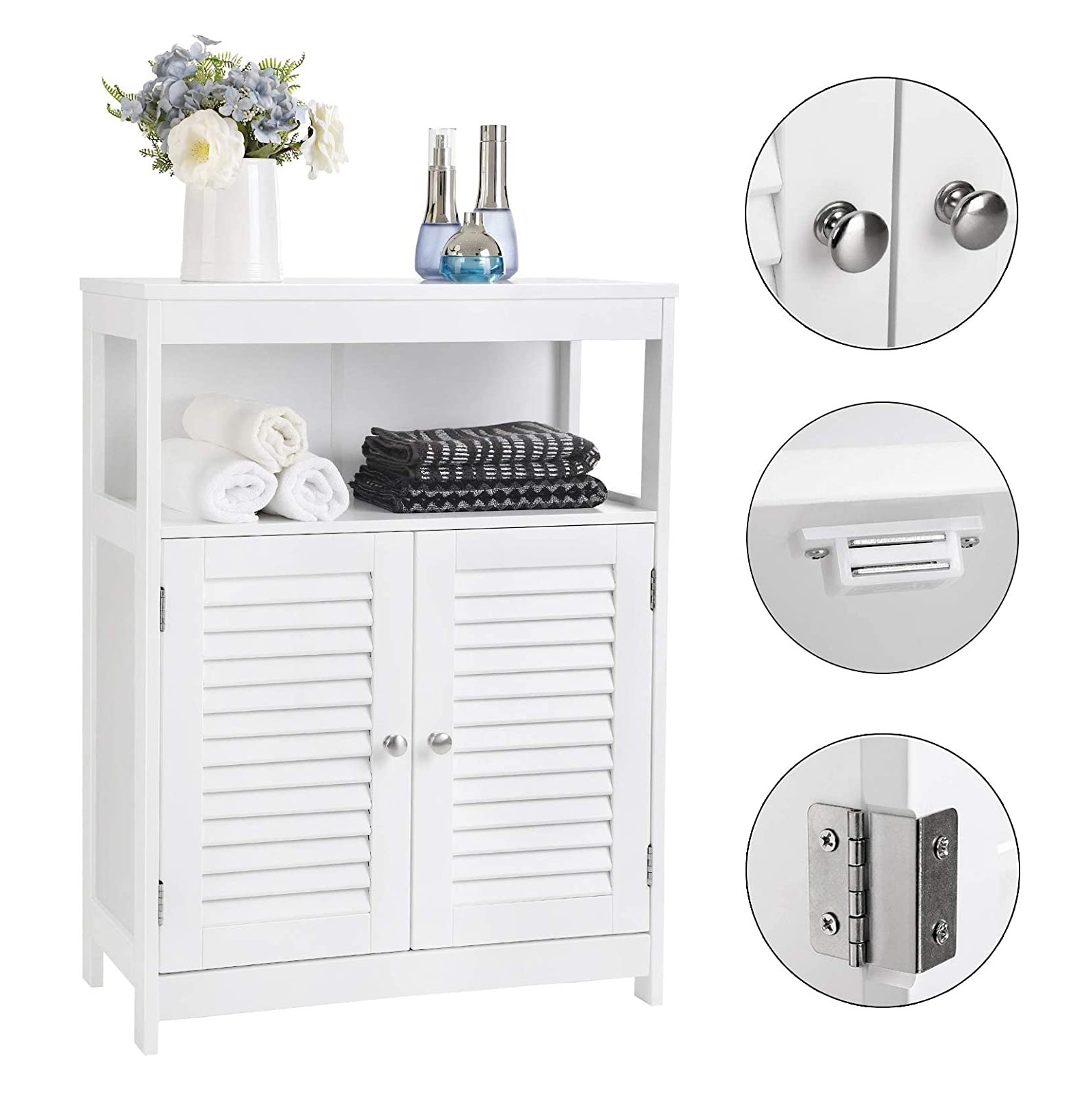Parya Home - Badkamerkast - Vrijstaande Kast - 2 Deuren - Hout - Wit