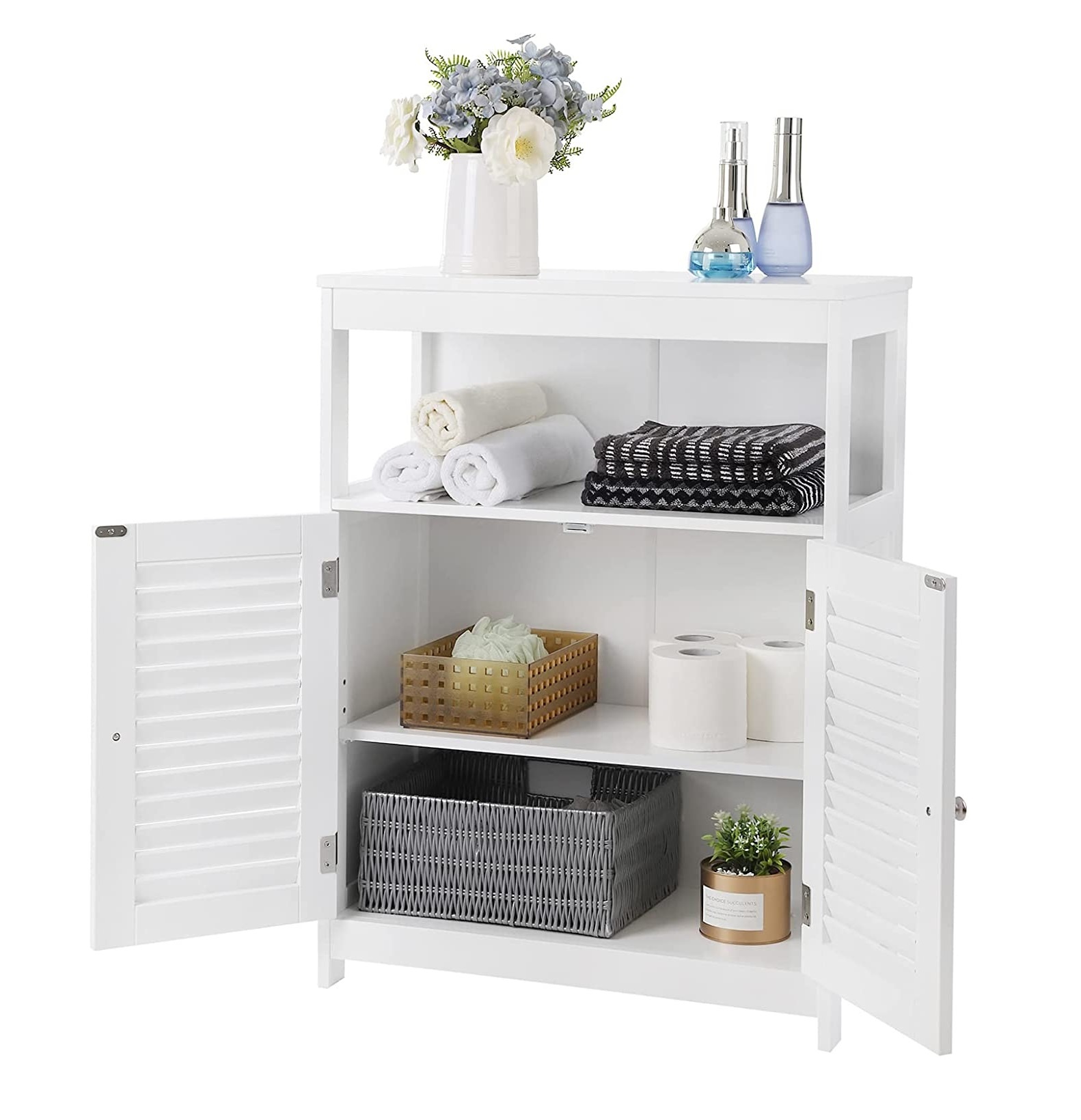 Parya Home - Badkamerkast - Vrijstaande Kast - 2 Deuren - Hout - Wit