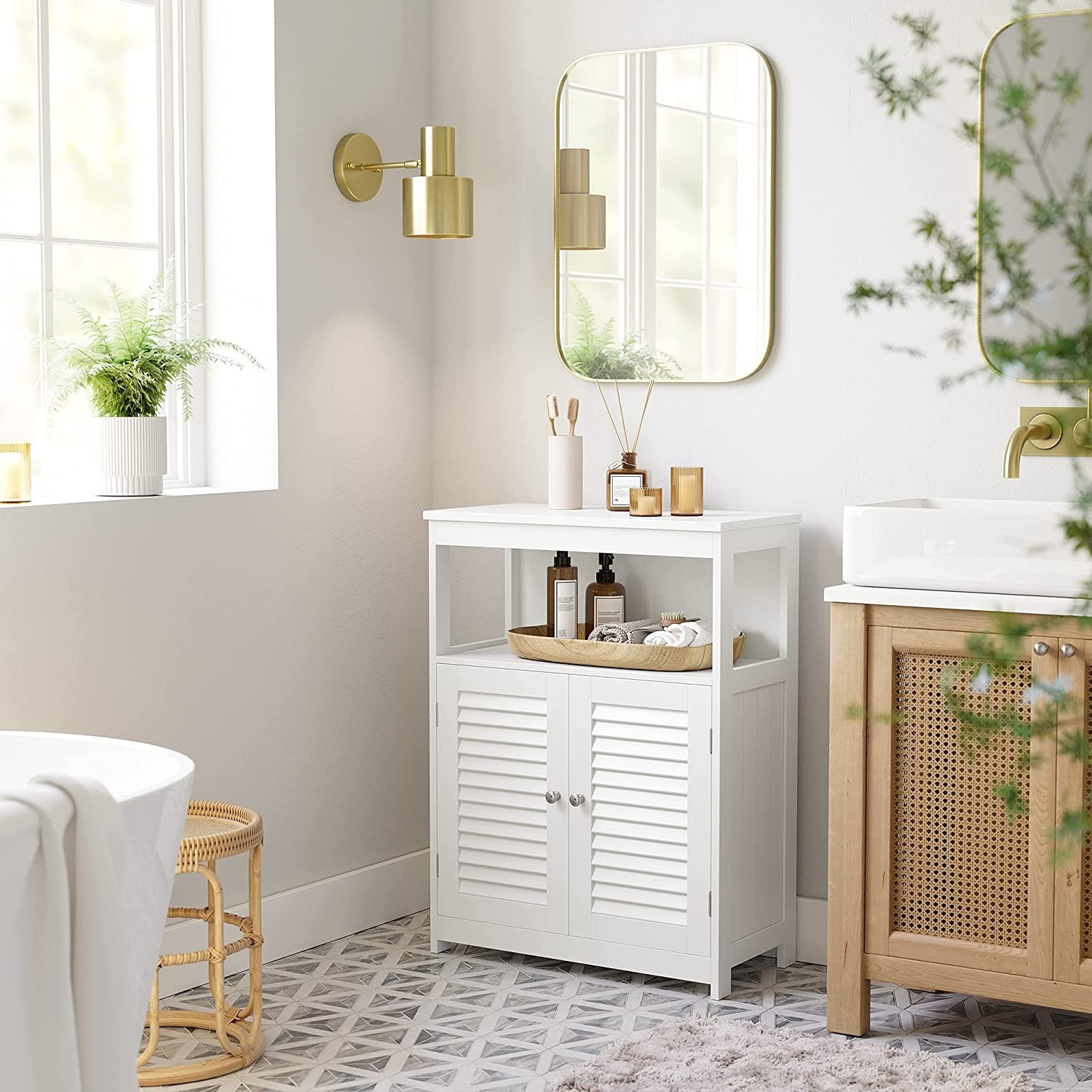 Parya Home - Badkamerkast - Vrijstaande Kast - 2 Deuren - Hout - Wit