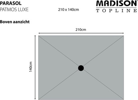 Madison - Sonnenschirm Patmos - Rechteckig - Grau 210 x 140 cm