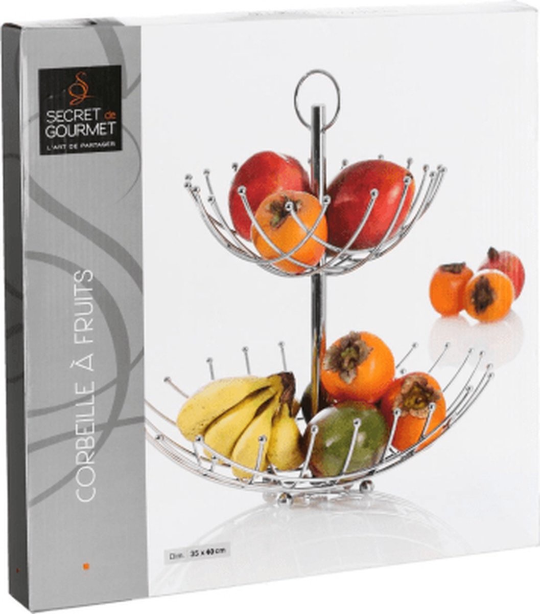 Atmosphera - Fruit Bowl - 2 Layers - Chrome - Ø40 cm