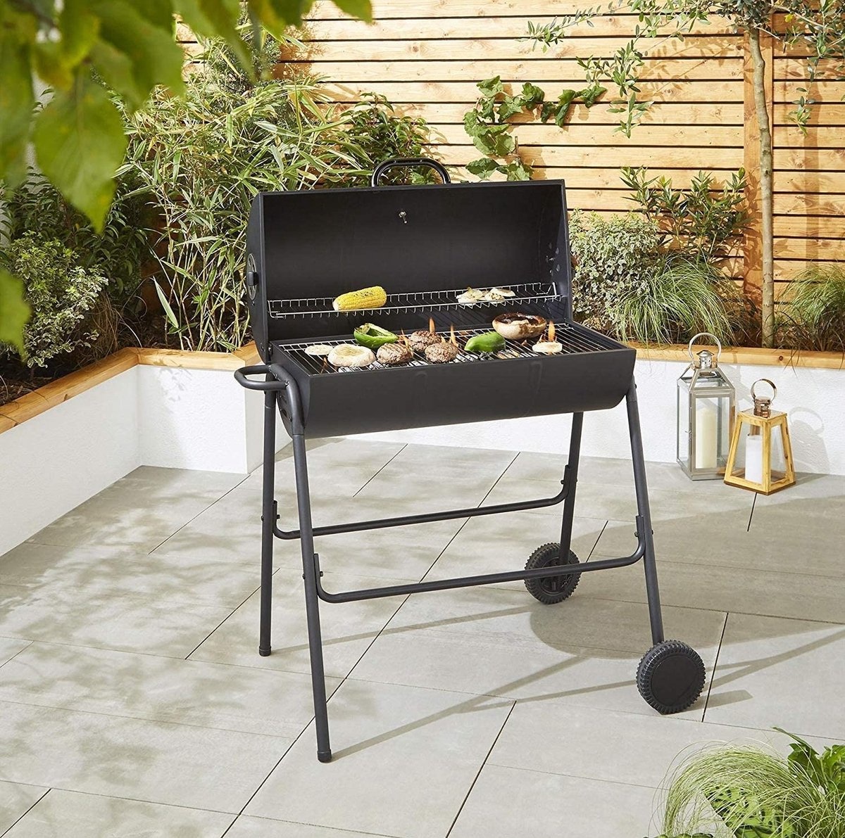 BBQ XL Houtskoolbarbecue - Cilindervorm - Grilloppervlak (LxB) 71 x 35 cm - Zwart