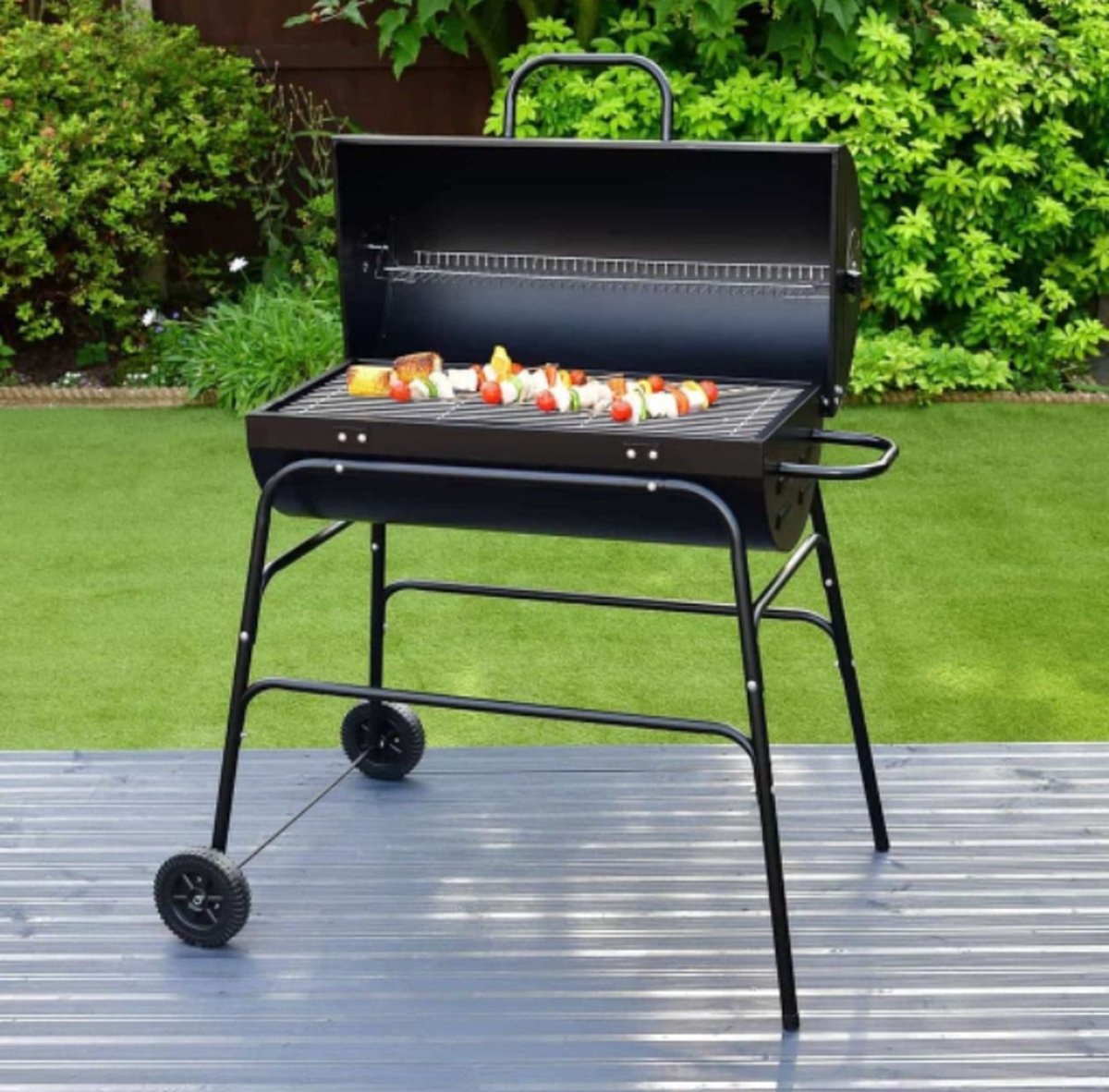 BBQ XL Houtskoolbarbecue - Cilindervorm - Grilloppervlak (LxB) 71 x 35 cm - Zwart