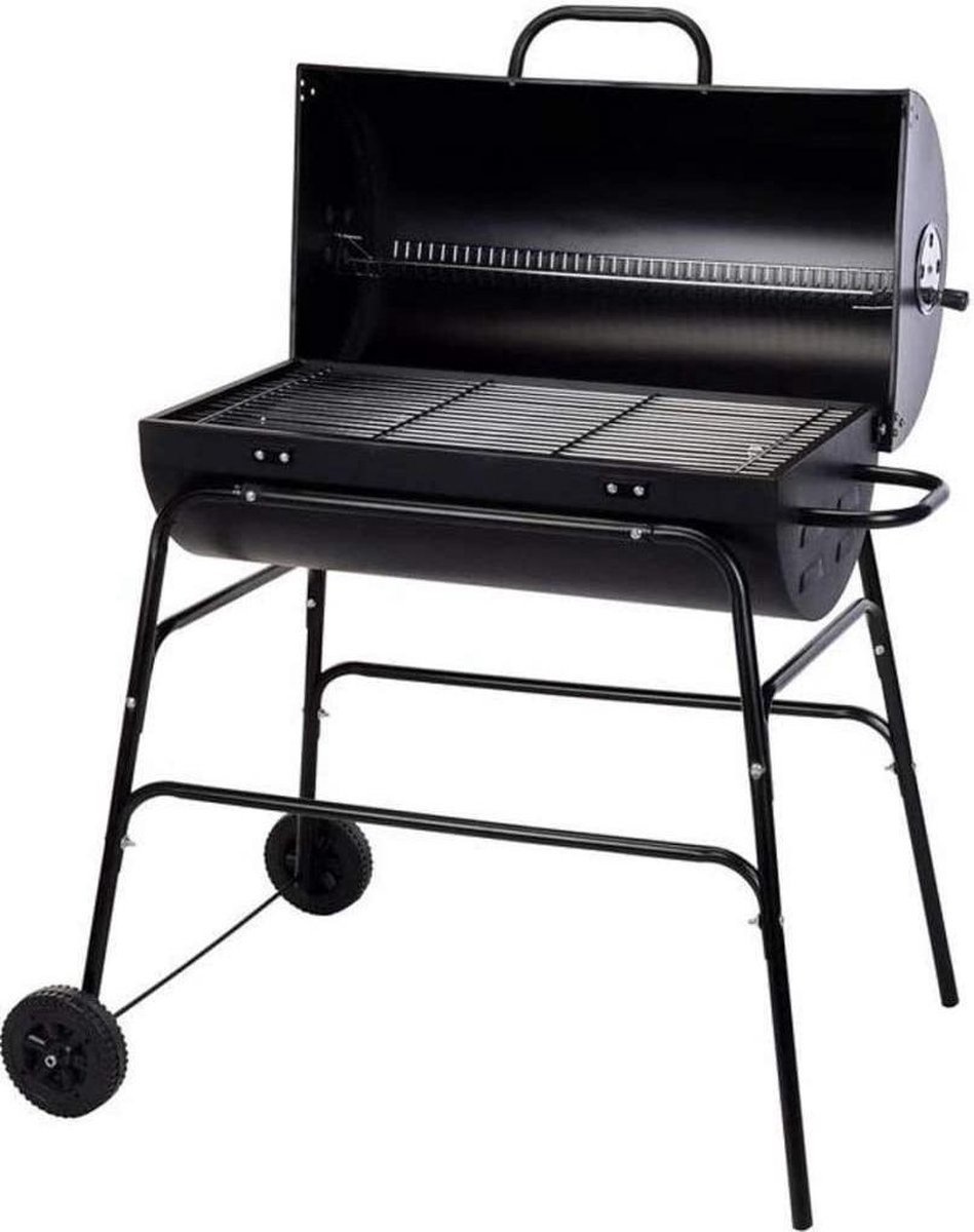 BBQ XL Houtskoolbarbecue - Cilindervorm - Grilloppervlak (LxB) 71 x 35 cm - Zwart