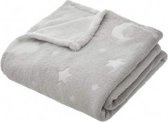 Warme Plaid met Sterren - Glow in the Dark - For Kids- Grijs - 150 x 125 cm
