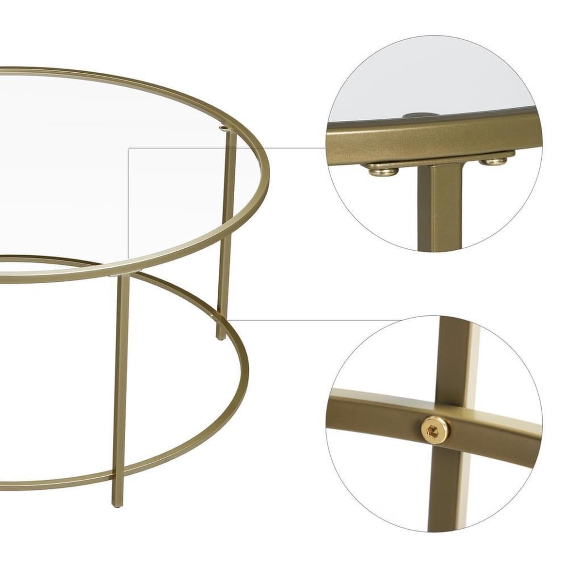 Salontafel - IJzer - Gouden Frame - Ø90 cm