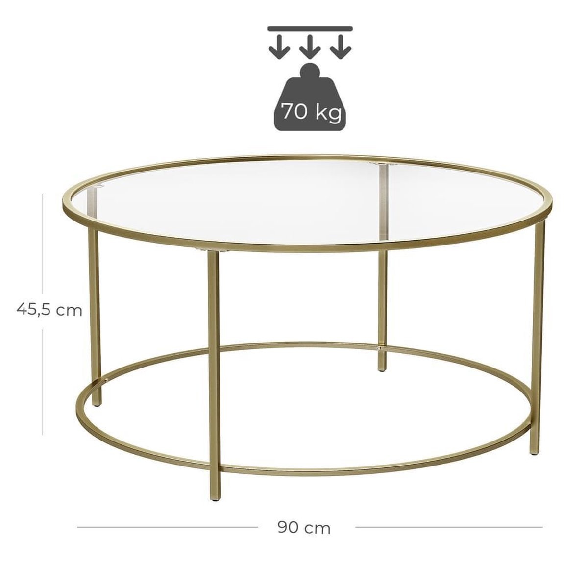 Salontafel - IJzer - Gouden Frame - Ø90 cm
