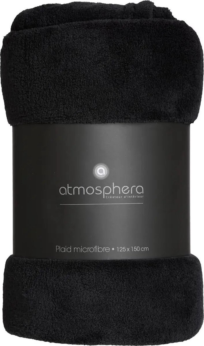 Atmosphera Plaid | Schwarz | Fleece Plaid | Einfarbig | 125x150cm