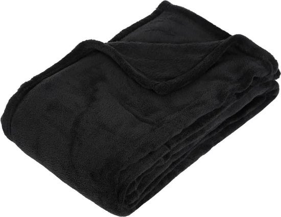 Fleece deken/fleeceplaid zwart 125 x 150 cm polyester - Bankdeken - Fleece deken - Fleece plaid