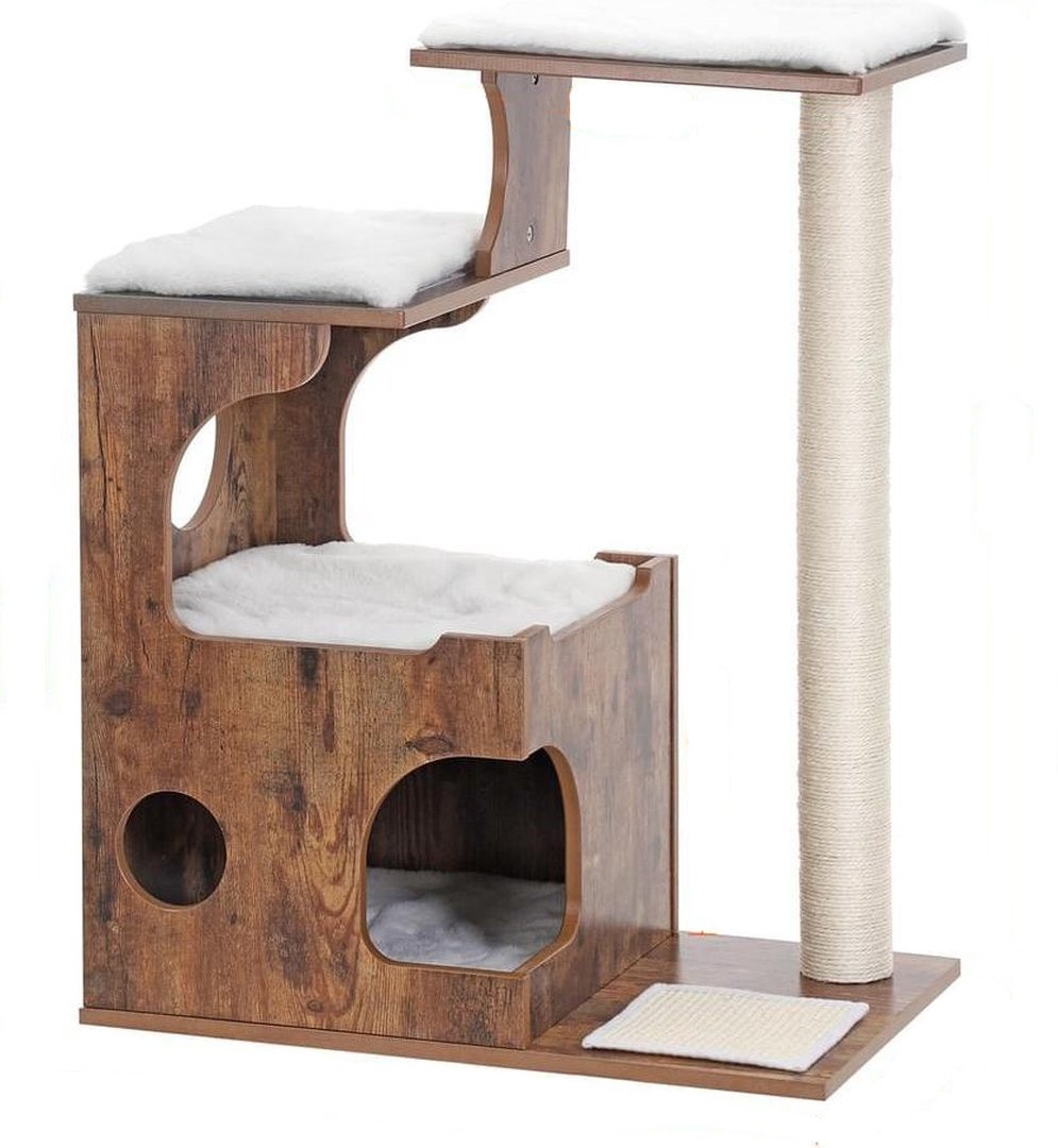 Parya Pets Luxe Krabpaal - Hout - Bruin - 88cm Parya Pets Luxe Krabpaal - Hout - Bruin - 88cm
