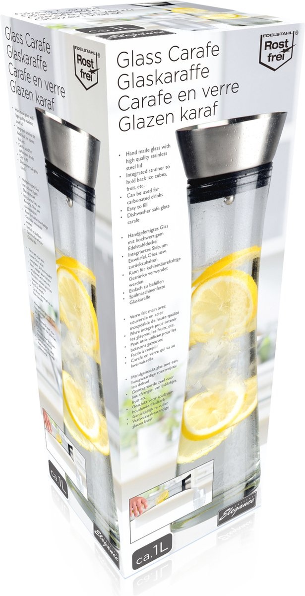 Cuisine Elegance waterkaraf - 1l - met zeef - vaatwasserbestendig - karaf