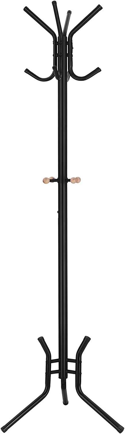 Industrie-Kleiderständer - Metall - Schwarz - 49 x 49 x 176 cm - 8 Haken und 4 Taschenhaken