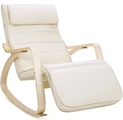 Schommelstoel - Relaxstoel - Verstelbaar 5 standen - Beige Schommelstoel - Relaxstoel - Verstelbaar 5 standen - Beige