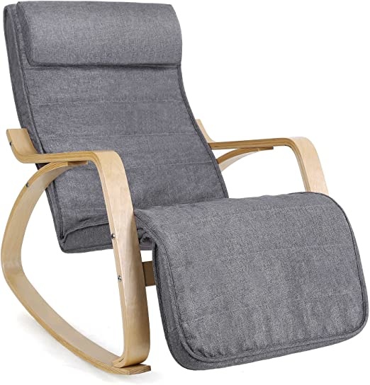 Fauteuil schommelstoel schommelstoel relax stoel imitatie linnen grijs LYY11G