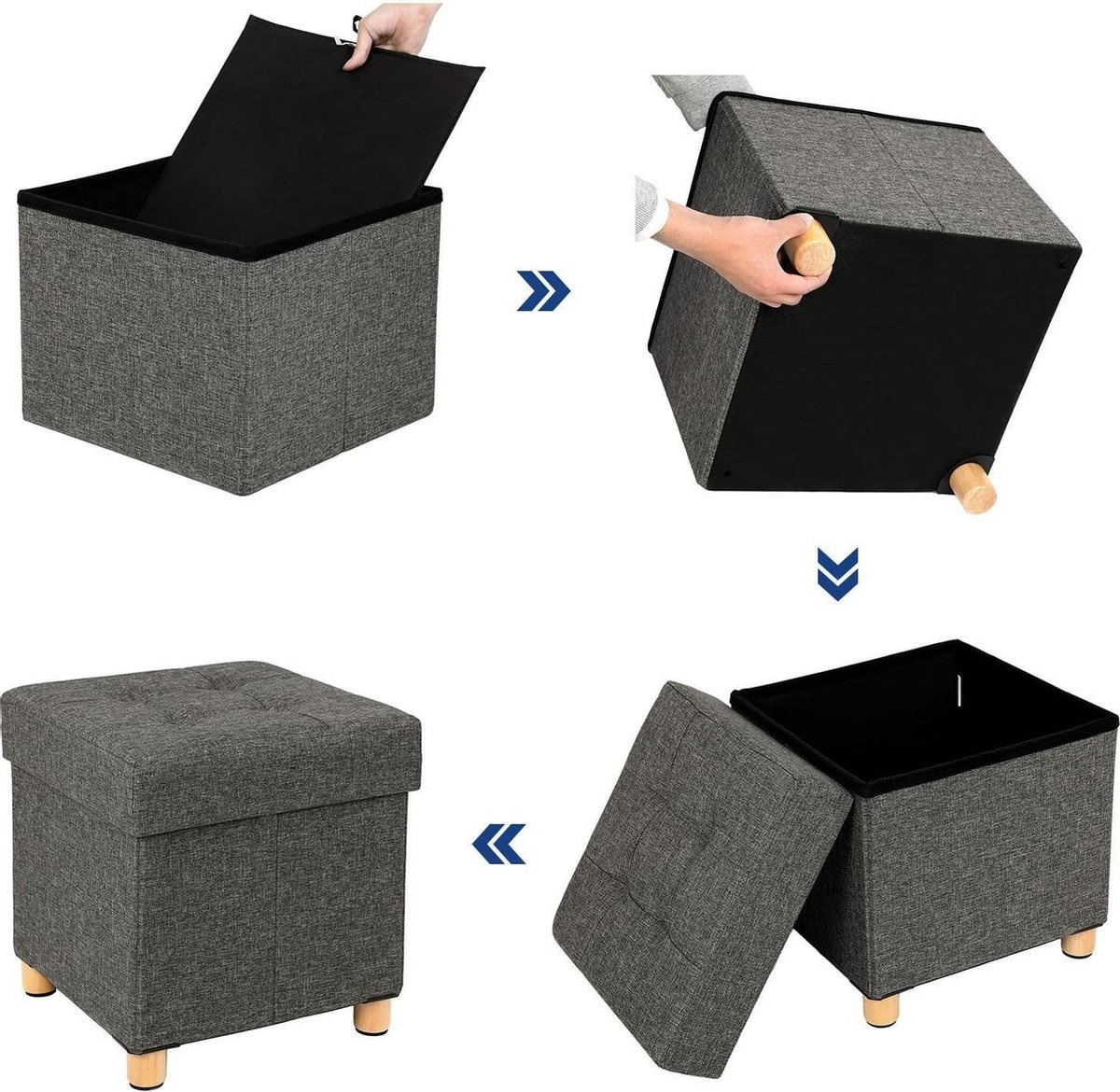 Parya Home - Grauer Fußhocker - Sitzkasten