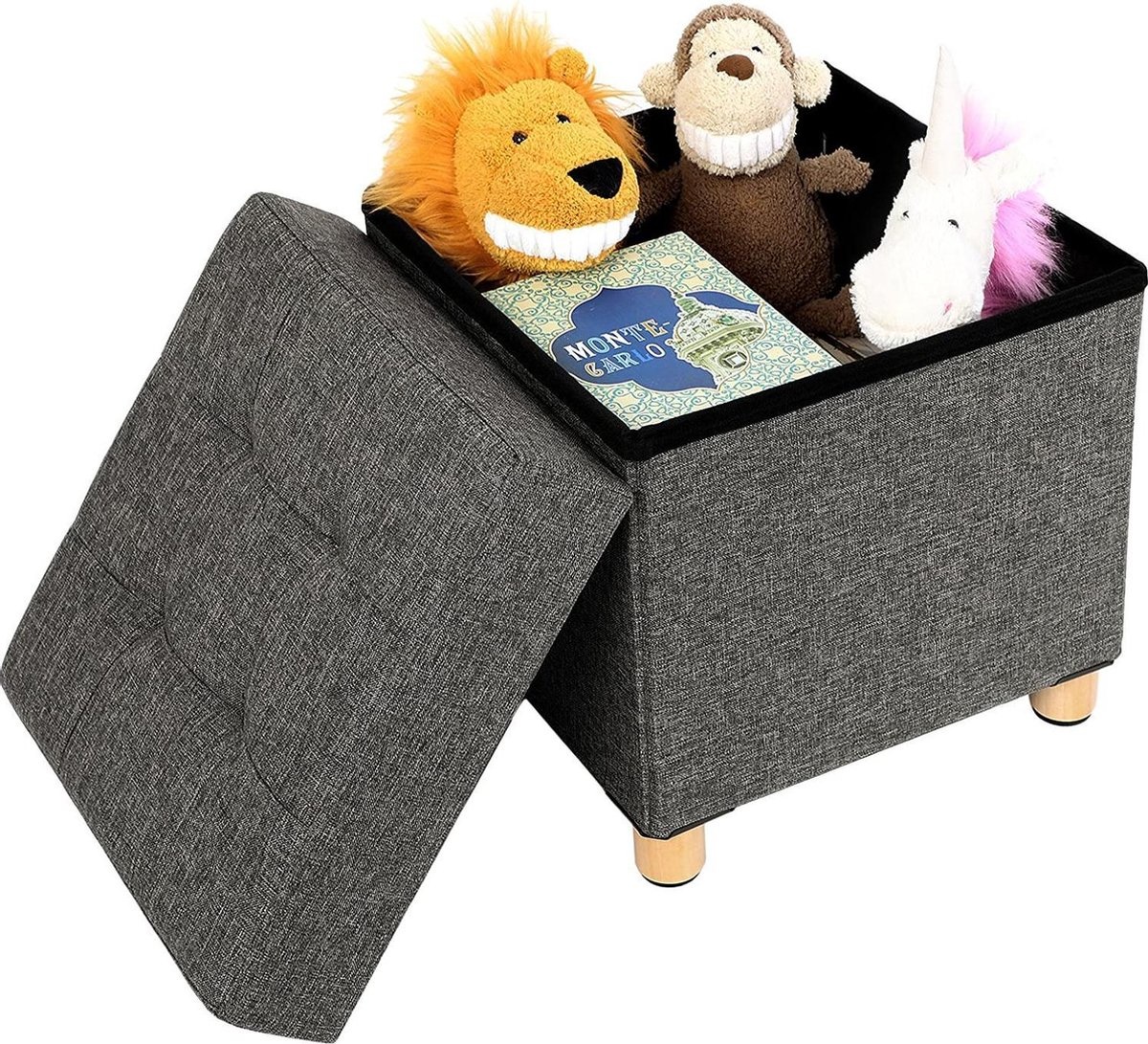 Parya Home - Grauer Fußhocker - Sitzkasten