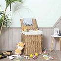 Wasmand handgeweven - 90 L - wasmand gemaakt van synthetisch rotan - met deksel en handvatten - opvouwbaar - waszak afneembaar - natuurlijke kleur