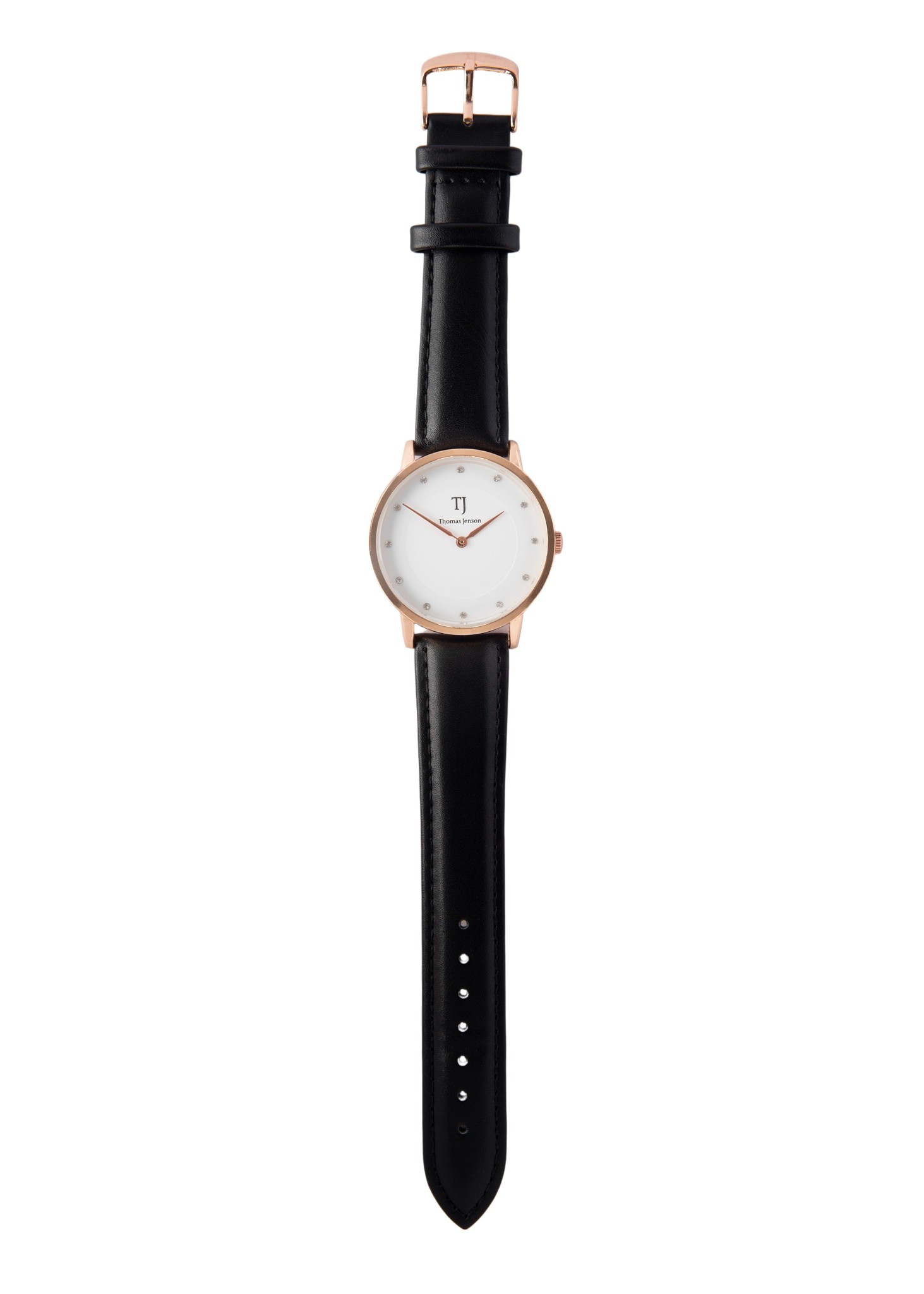 Thomas Jenson - Horloge TJ-ZWR01 - Zwarte band - Analoog - Rosé Kast Thomas Jenson - Horloge TJ-ZWR01 - Zwarte band - Analoog - Rosé Kast