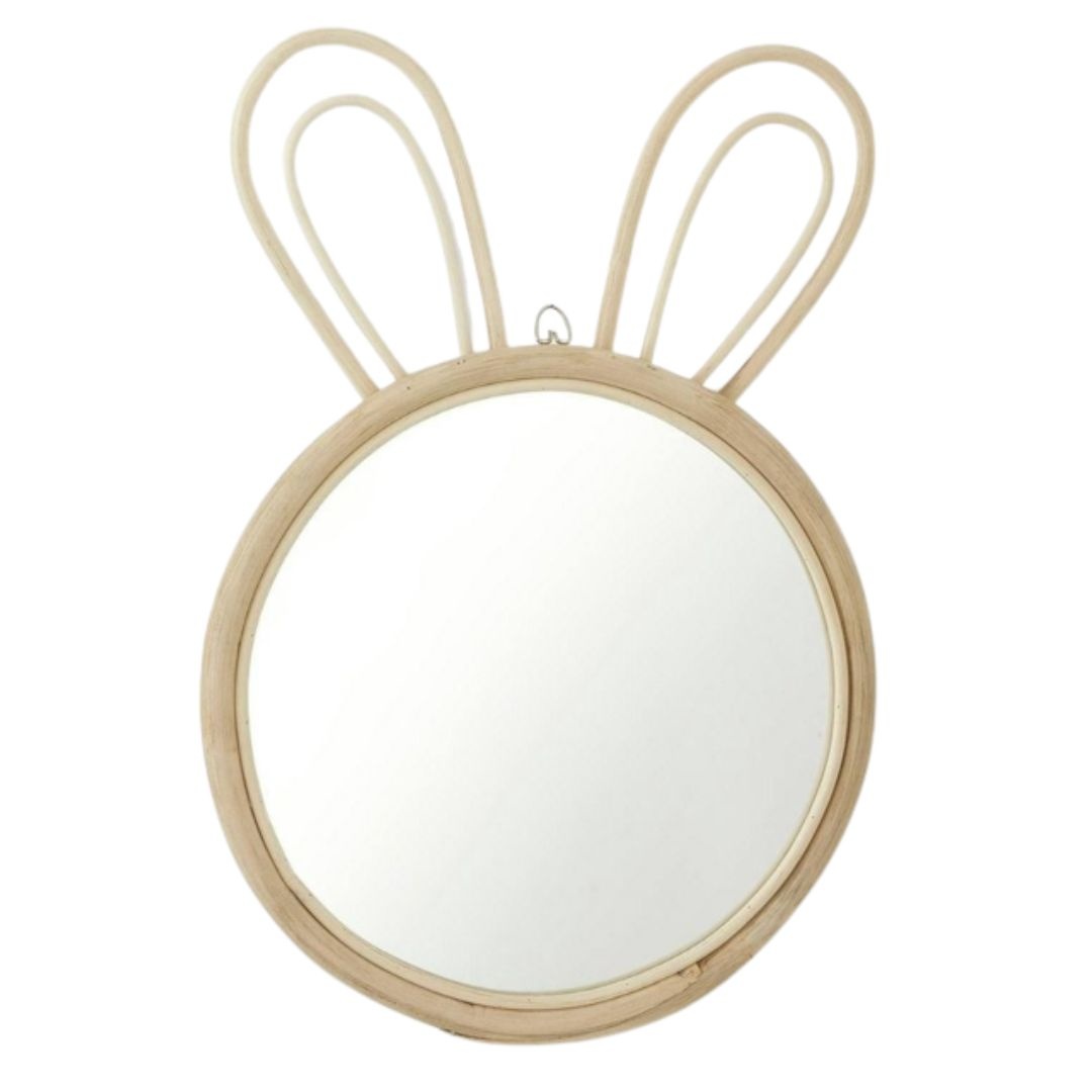 Spiegel konijn - Spiegel konijn kinderkamer / babykamer wand decoratie 24 x 2,2 x 38 cm