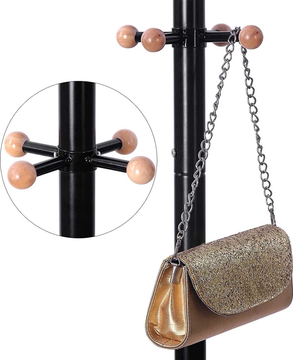 Industrie-Kleiderständer - Metall - Schwarz - 49 x 49 x 176 cm - 8 Haken und 4 Taschenhaken