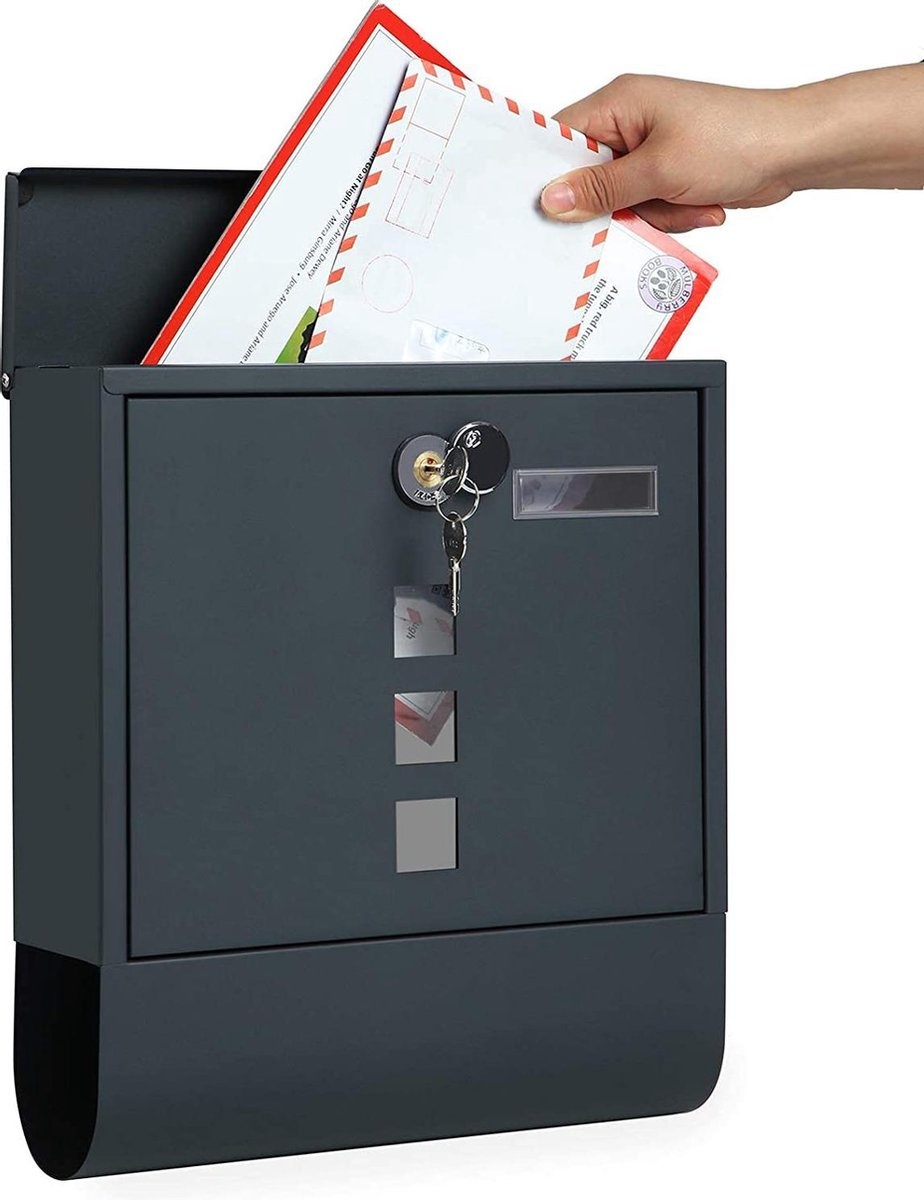 Briefkasten mit Schloss - Wandbefestigung - Anthrazit
