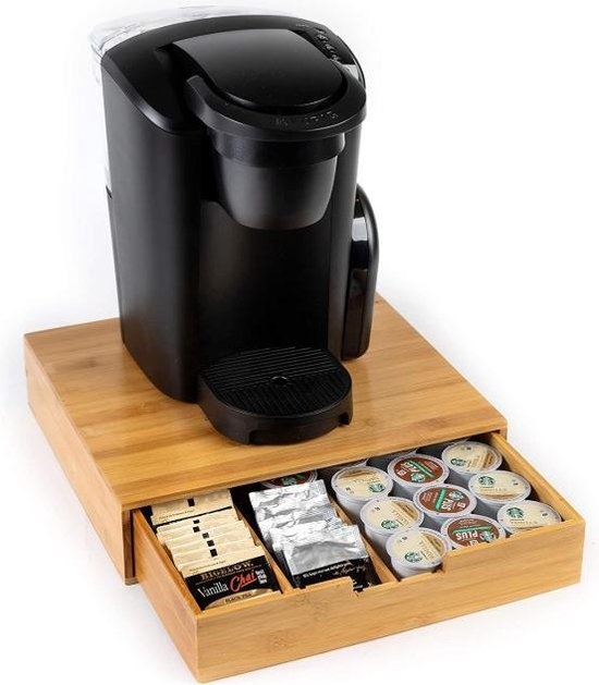 Koffie cup/capsule houder/dispenser lade bamboe hout universeel - Koffiecuphouders