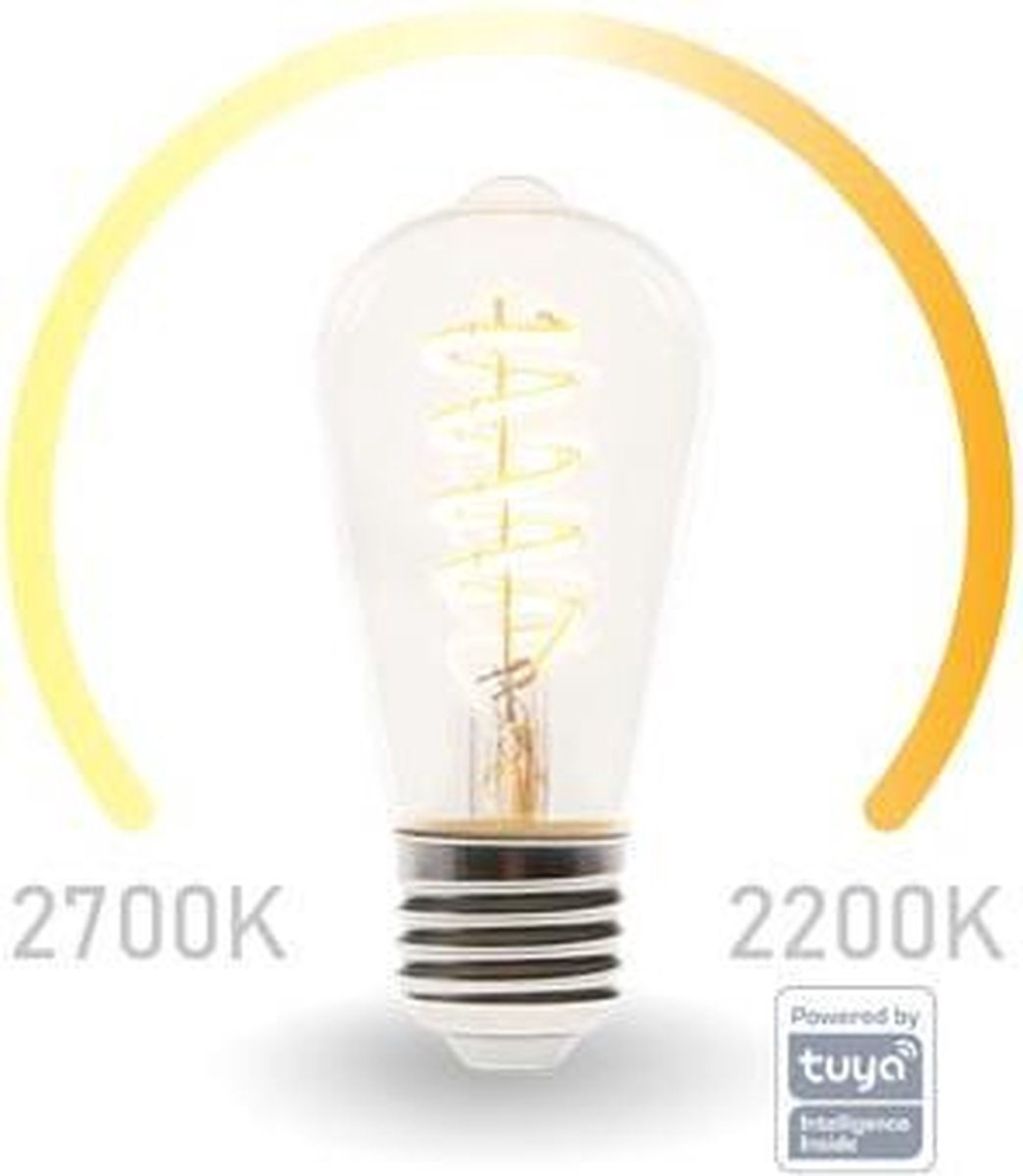 Perel - Smart Wifi-Ledlamp - Warmwit & Intens Warmwit - E27 - St65
