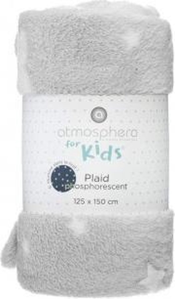 Warme Plaid met Sterren - Glow in the Dark - For Kids- Grijs - 150 x 125 cm